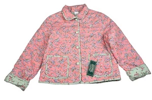 Polo Ralph Lauren Quilted Button Coat Girls Size L Reversible Pink / Mint $165 - Picture 1 of 13