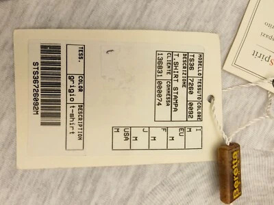 Beretta Sport Men's Women's Safari 100% Cotton T-Shirt Light Gray Made IN Italy - Image 1 of 4