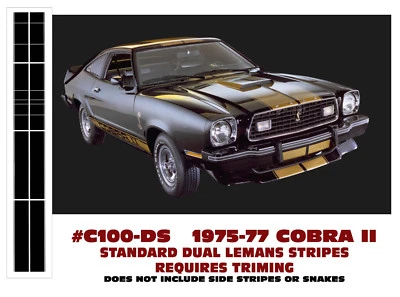 C100 1975 1976 1977 FORD MUSTANG - COBRA II LEMANS DUAL STRIPE KIT - STANDARD - Изображение 1 из 2