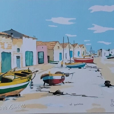Aldo Riso Serigrafia Cagliari Sardegna Barche Borgo Marina Porto Vacanza - Immagine 1 di 4