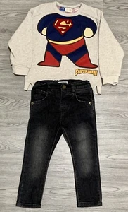 Toddler zara superman justice league sweatshirt sz 12/18m with Jeans 18/24m $15 - Picture 1 of 10