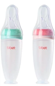 Baby Food Feeder Silicone Squeeze Rice Cereal Bottles with Dispensing Spoon Blue - Picture 1 of 6