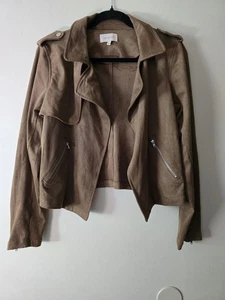 Skies Are Blue By Anthropologie Suede Open Front Jacket Preppy Classic Timeless - Picture 1 of 9