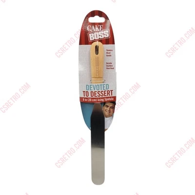 TLC Cake Boss Wood 8'' Offset Icing Spatula Knife Spreader Stainless Steel - NEW - Image 1 of 3