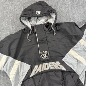 Vintage Raiders Jacket Mens XL Black Gray Starter NFL Pro Line Pullover 90s - Picture 1 of 17