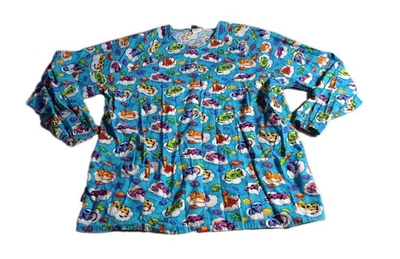 Blusa Médica Fundamentally Algodón Blanco Cisne Gato Tema Veterinario Azul Para Mujer’s XL Foto 1 de 4