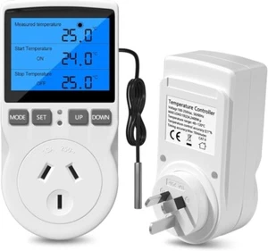 Plug in Digital Thermostat Temperature Control Heating and Cooling Reptile Ther - Picture 1 of 6