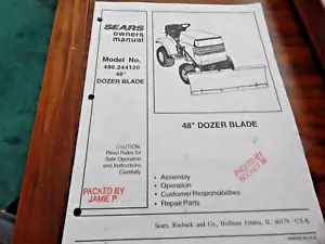 Manuale Operatore e Ricambi Adatto Sears Craftsman Lama Dozer 48 Pollici 486.244120 - Foto 1 di 4