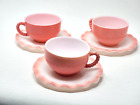 Lot de 3 tasses à thé à café en verre à lait crinoline noisetier Atlas bord rose volumineux