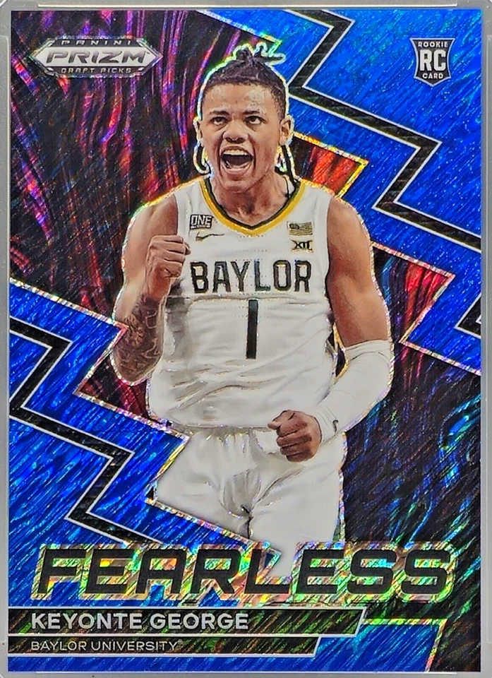 Keyonte George 2023 Panini Prizm Draft Picks Fearless #14 Blue Shimmer Prizm /19 - Image 1 of 3