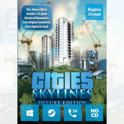 Cities Skylines Deluxe Edition for PC Game Steam Key Region Free - Image 1 of 4