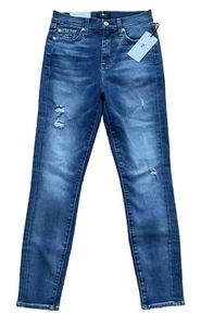 7 for all mankind Womens High Waist Ankle Super Skinny Jeans Distressed Denim 26 - Picture 1 of 7