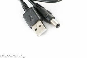 2m Black USB to 5.5mm x 2.1mm DC Barrel Jack 5V 2A Charger Power Cable Adaptor - Picture 1 of 3