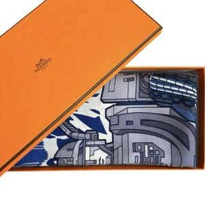 HERMES Cassisil Carre 100 Mega Chariot Daisuke Nomura Blue - Picture 1 of 9