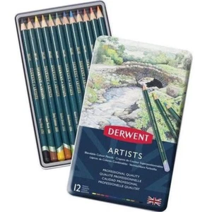 NEW Derwent Artists Colour Pencils 4mm Tin 12 Set - Picture 1 of 3