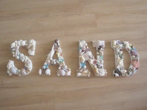 Shell Letters, Beach Decor "SAND" Shell Letters Sign, Seashells, Wedding Gift - Picture 1 of 4