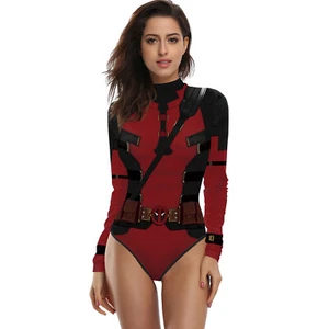 Deadpool Cosplay One-Piece Suit Summer Swimwear Costume Halloween Party SUKUMIZU - Picture 1 of 4