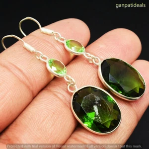 Peridot Glass Gemstone Ethnic Handmade Drop Dangle Earrings Jewelry 7 GM GE-6887 - Picture 1 of 1