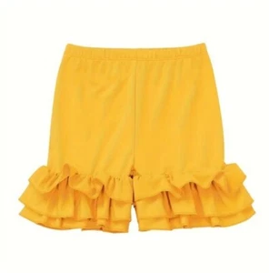 NWT GIRLS 10 YELLOW TRIPLE LAYER RUFFLE SHORTIES - Picture 1 of 2