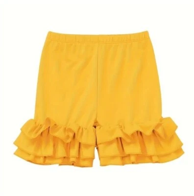 NUEVO CON ETIQUETAS 10 PANTALONES CORTOS AMARILLOS CON VOLANTES TRIPLE CAPA PARA NIÑAS Foto 1 de 2