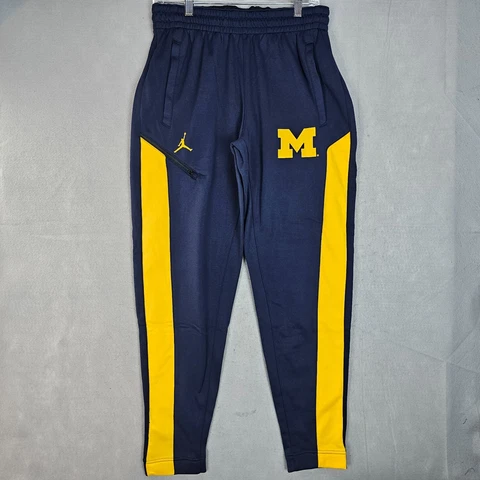 Michigan Wolverines Jordan Elite Fleece Sweatpants Mens Medium Navy Blue Maize Cover