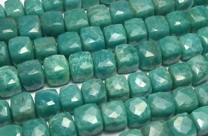 10" Strand AMAZONITE 8mm Faceted Cube Beads NATURAL /C2 - Picture 1 of 1