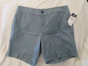 Ladies "Chaps" Size 12, Indigo/White Stripe, Bermuda Shorts - Picture 1 of 3