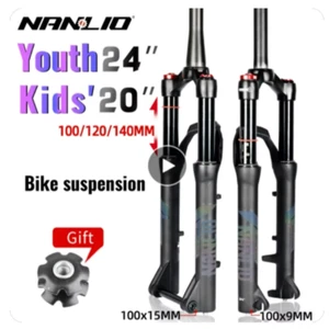 Youth Kids Bike Suspension Fork 20 24 inch 100 120 140mm Shoulder Lock Bike Fork - Picture 1 of 13