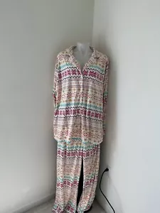 NWT Plus Size 3X Sonoma 2,Pc V-Neck Pajama Top & Pants Sleep Set Multicolor NWT - Picture 1 of 10