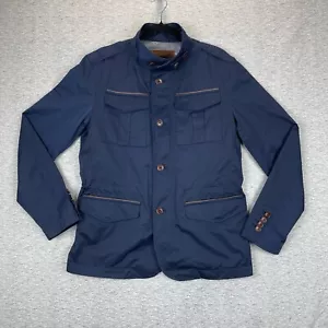Massimo Dutti Jacket Womens Medium Blue Lined Mock Collar Sleek Button Front - Picture 1 of 15