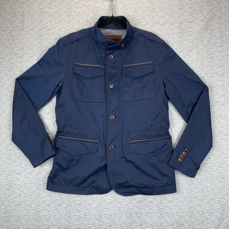 Chaqueta Massimo Dutti para mujer mediana azul forrada cuello falso elegante botón delantero Foto 1 de 4