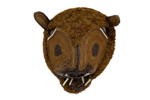 Hand Woven African Feline Lion Mask Panama - Picture 1 of 10