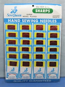 Store Display Card 1960’s Sewing Needles 2 Dozen Packets of 12 ~ Various Sizes - Picture 1 of 3