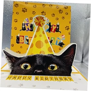 Black Cat Birthday Card - 3D Pop Up Card with Envelope - Happy Birthday - Picture 1 of 7