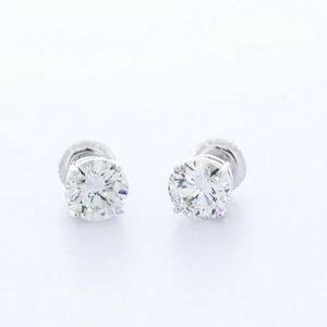 Tachuelas de oro blanco con diamantes extraídos en tierra natural corte redondo G VS2 1,06 ctw - Imagen 1 de 10