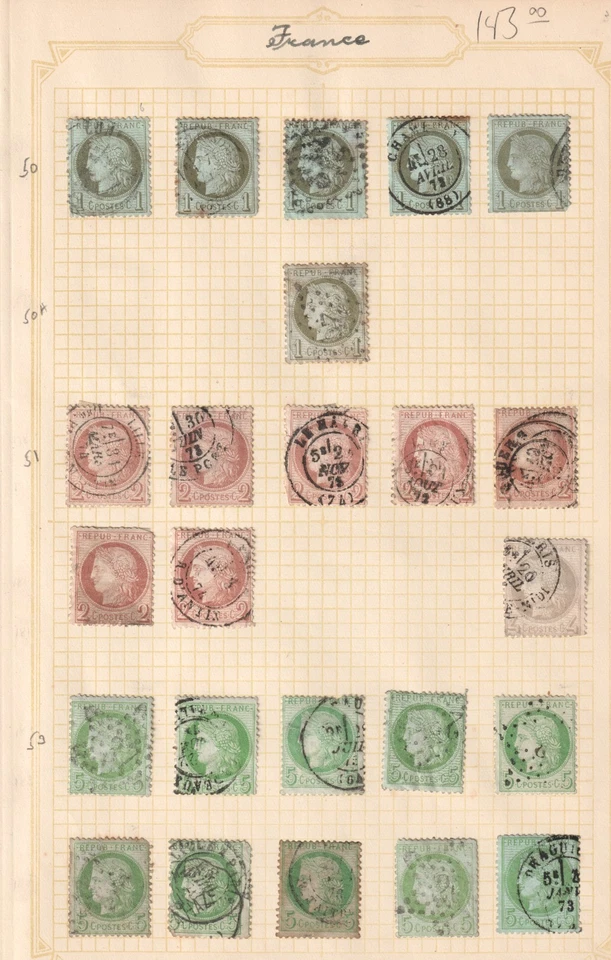 Page of Classic France Stamps 1870-1873 - Image 1 of 1