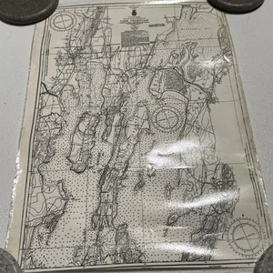 1959 US LAKE SURVEY LAKE CHAMPLAIN CHART NO 171 Laminated - Picture 1 of 9