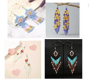 ❤️GRATIS Perlen Fransen Quaste Blumen Boho Bauern Hipster Hippie Chic Kunst Ohrringe - Bild 1 von 9