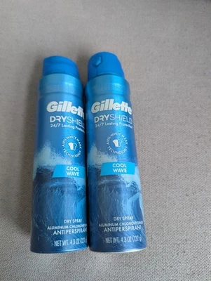 2 Pack Gillette Dry Spray Antiperspirant and Deodorant for Men Cool Wave 4.3 oz - Image 1 of 2