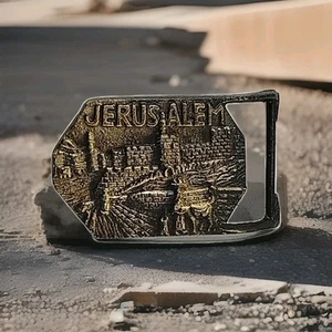 Vintage Brass City of JERUSALEM Belt Buckle - Picture 1 of 23
