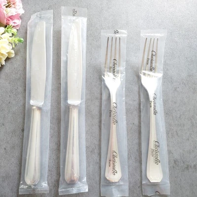 Christofle America Silverplate Standard Knife Fork 4pcs Brand New - Image 1 of 4