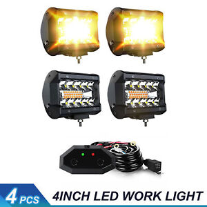 4 inch LED Pods Flash Strobe Light Off Road White/Amber Yellow DRL For Truck