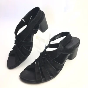Sandalias Arche Farnham para mujer tacón ancho gamuza negra tejido con tiras talla 38 EE. UU. 7,5 - Imagen 1 de 9