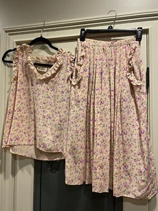 Miss O by Oscar de la Renta Damen Seide Outfit Shirt & Rock Bluse Größe 6 EUC - Bild 1 von 9