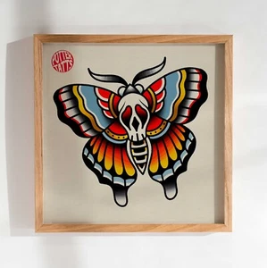 Old School Death Moth - Traditional Flash Tattoo Art Print - Bild 1 von 1