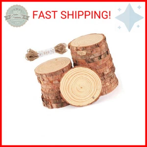 ilauke Natural Wood Slices 30Pcs 3.1''-3.5'' Unfinished Wood Crafts with Pre-dri - Picture 1 of 2