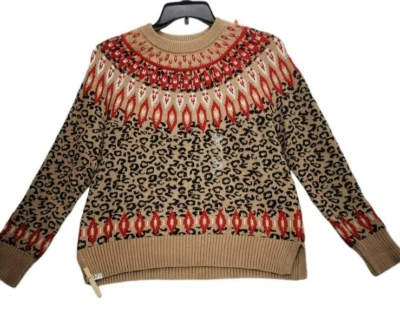 Suéter suéter de mesa de regalo con estampado de leopardo rojo tostado Charter Club para mujer M J079 Foto 1 de 4