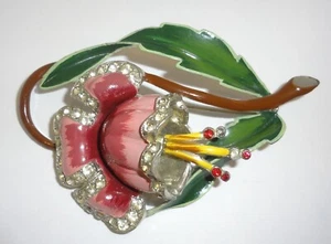 Incredibile spilla fiore smaltato e strass CORO prima firmata - Foto 1 di 15