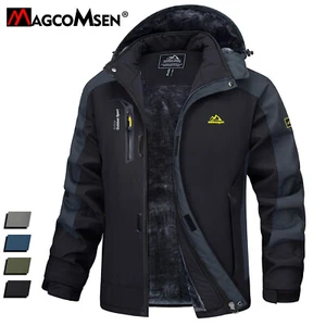 Men's Winter Outdoor Waterproof Jacket Ski Fleece Jackets Mountain Hoodie Coats - Picture 1 of 60