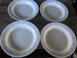 CORELLE MORNING BLUE FLAT RIMMED SOUP BOWL LOT OF 4 BRAND NEW FREE USA SHIPPING - Bild 1 von 4